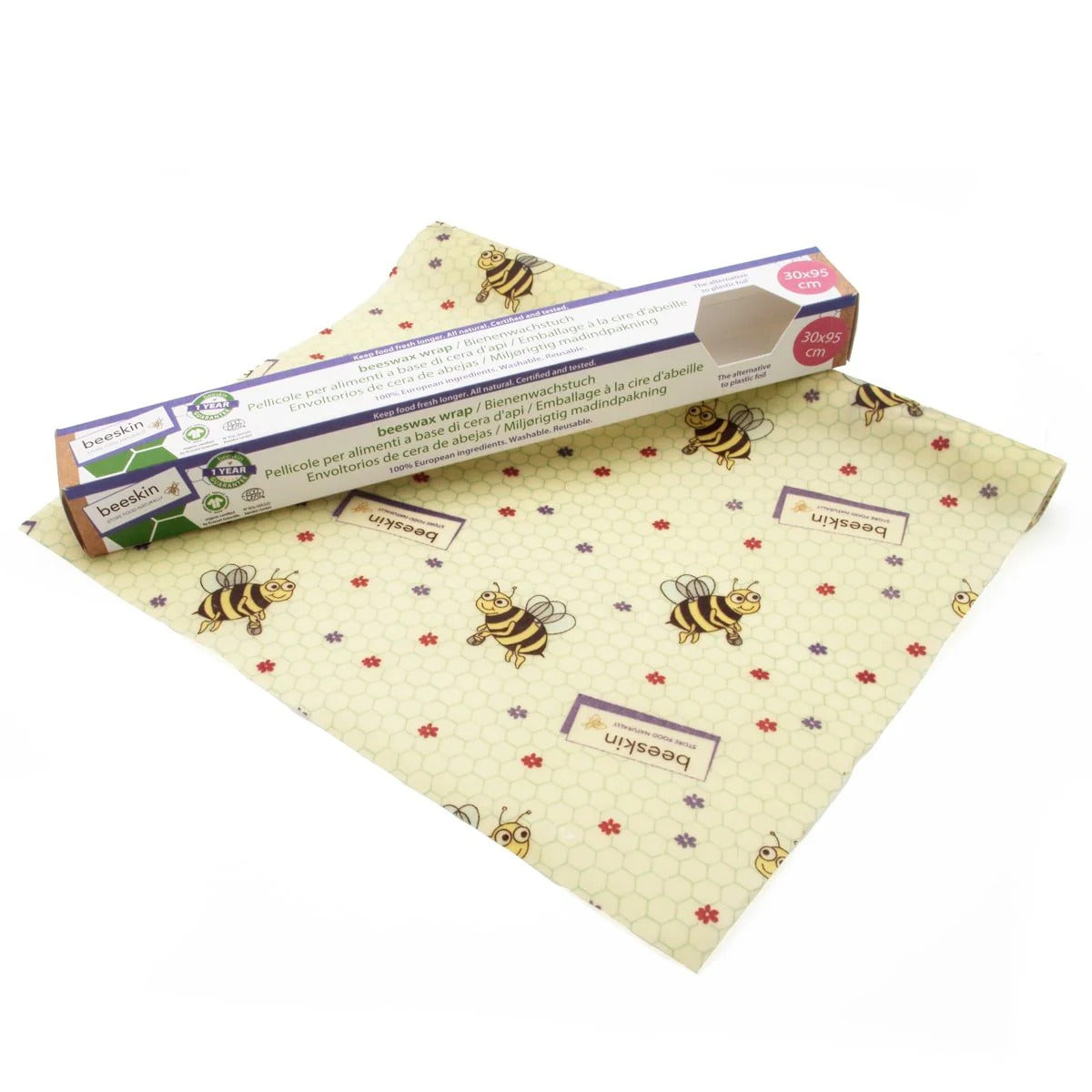 6x beeskin Bienenwachstuch Rolle 30x95cm